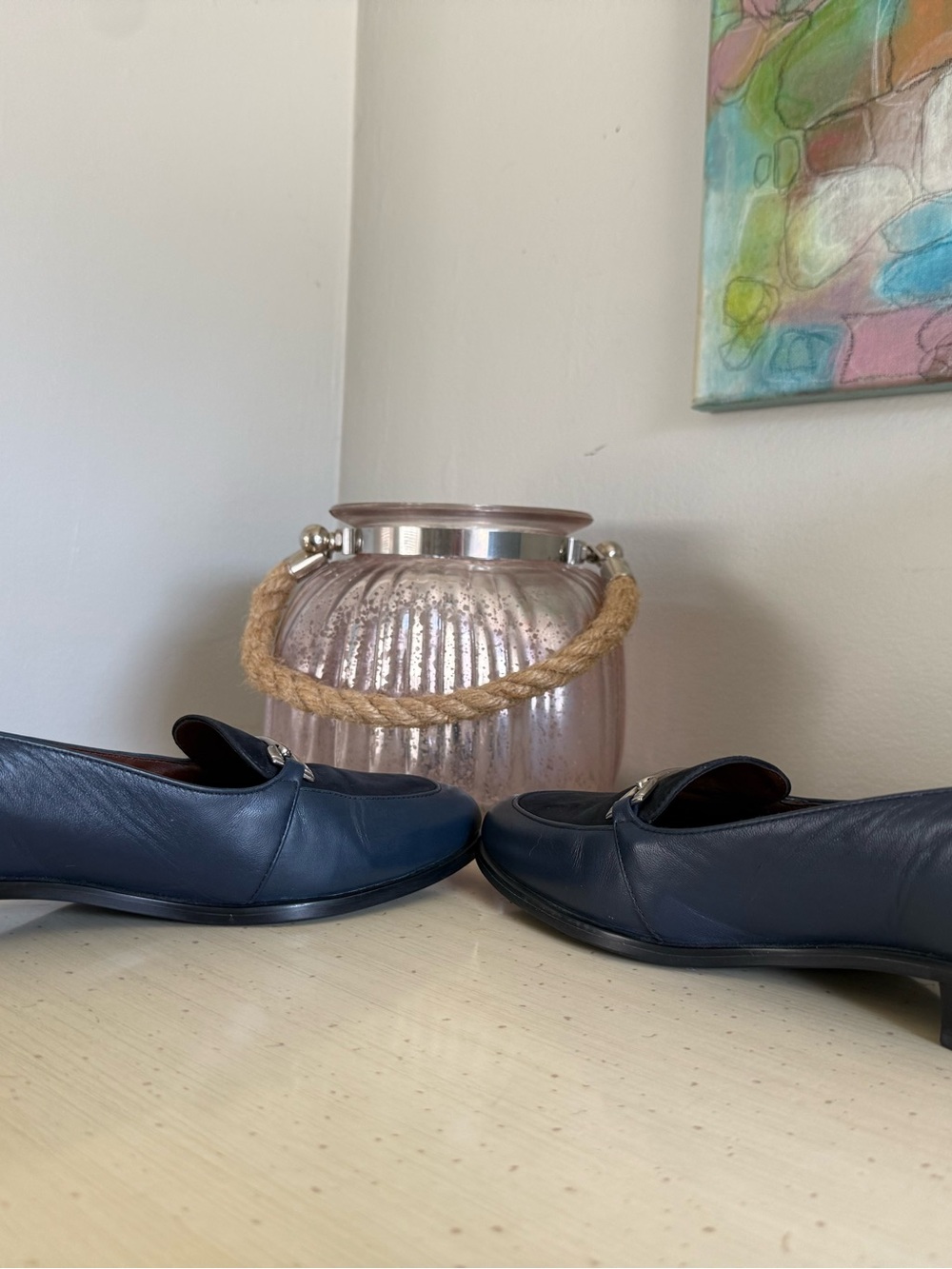Etienne Aigner Neve Navy Leather Horsebit Loafers Women’s 8M - Picture 7 of 12